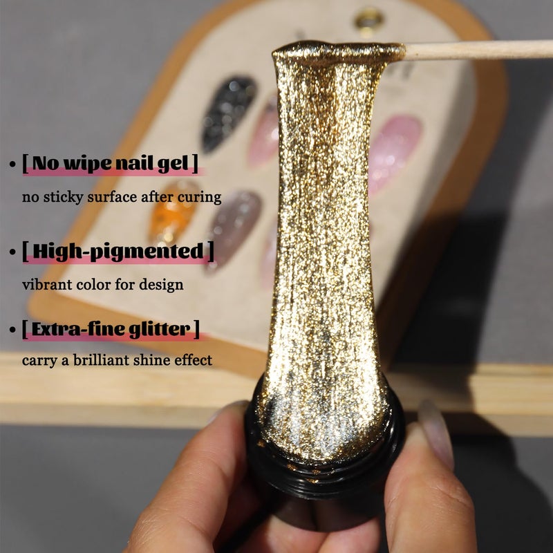 Fcozpjk Spider Gel for Nails, 4 Colors Reflective Spider Gel for Nail Art Dazzling Glitter Gold Silver Pink Holographic Gels Polish with Dotting Pen Liner Paint Wire Drawing Design Manicure UV Cure - Image 3